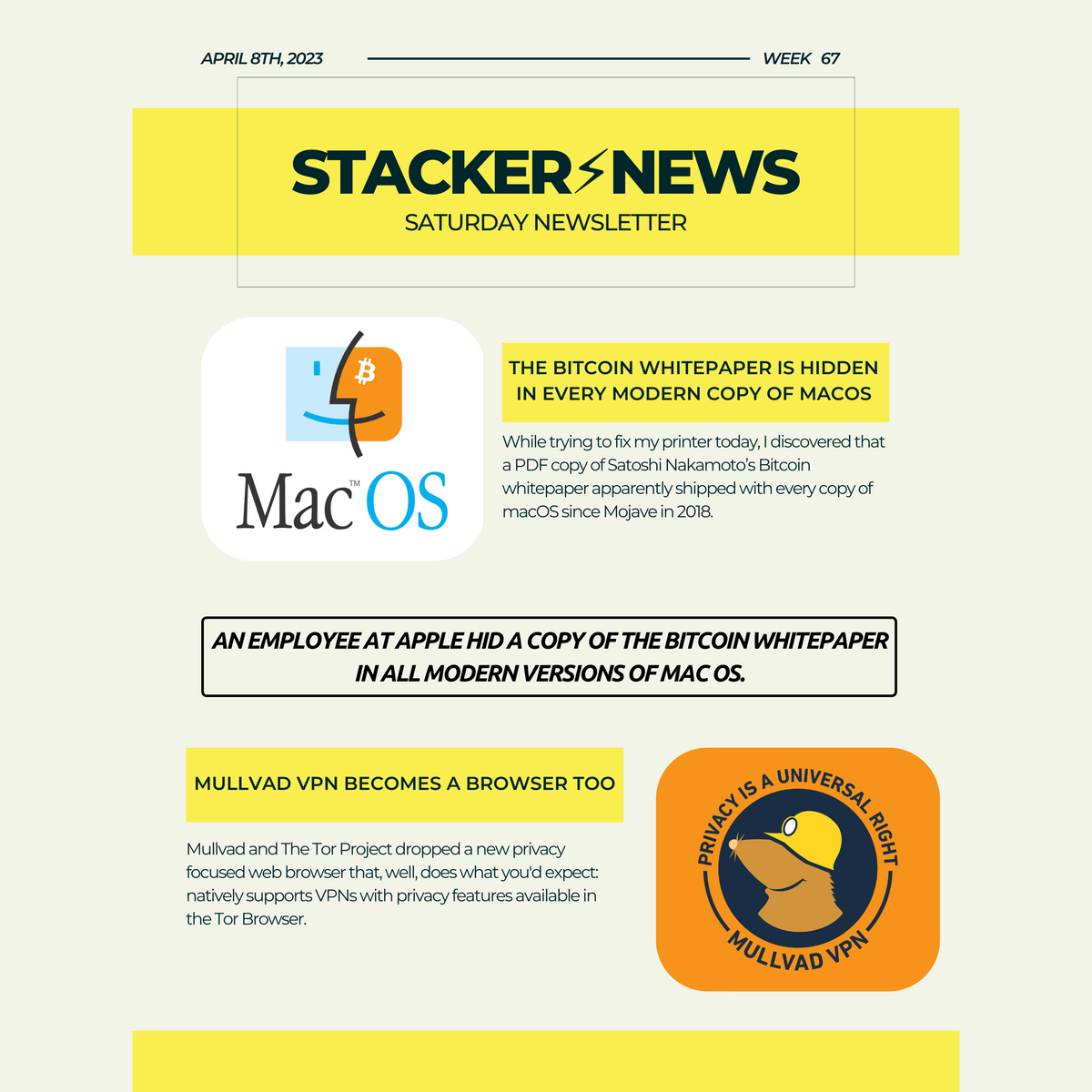 "macOS BTC" - Stacker News Saturday Newsletter